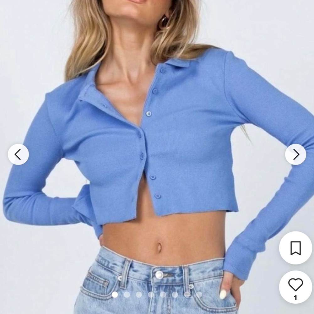 Blue princess polly long sleeve button up "cardigan" size 6